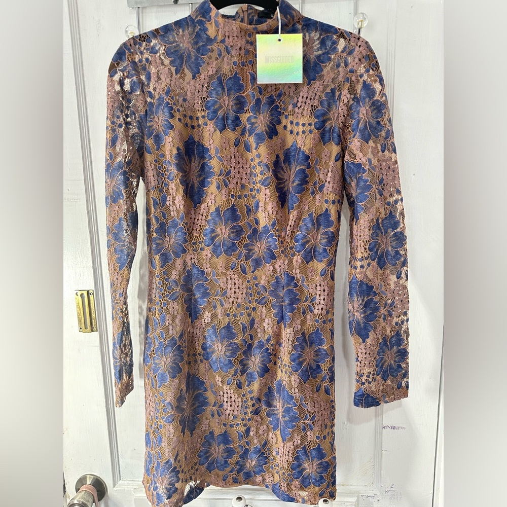 Missguided high neck colored lace dress